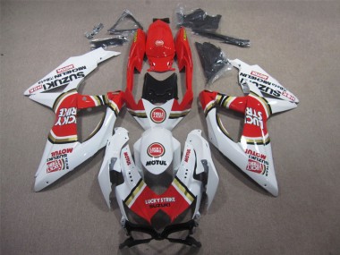Carene GSXR 600 K8 08-10 - Bianco Lucky Strike Rosso Motul